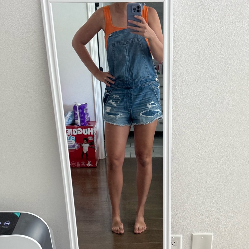 American Eagle Outfitters Light Blue Denim Shorts Overalls